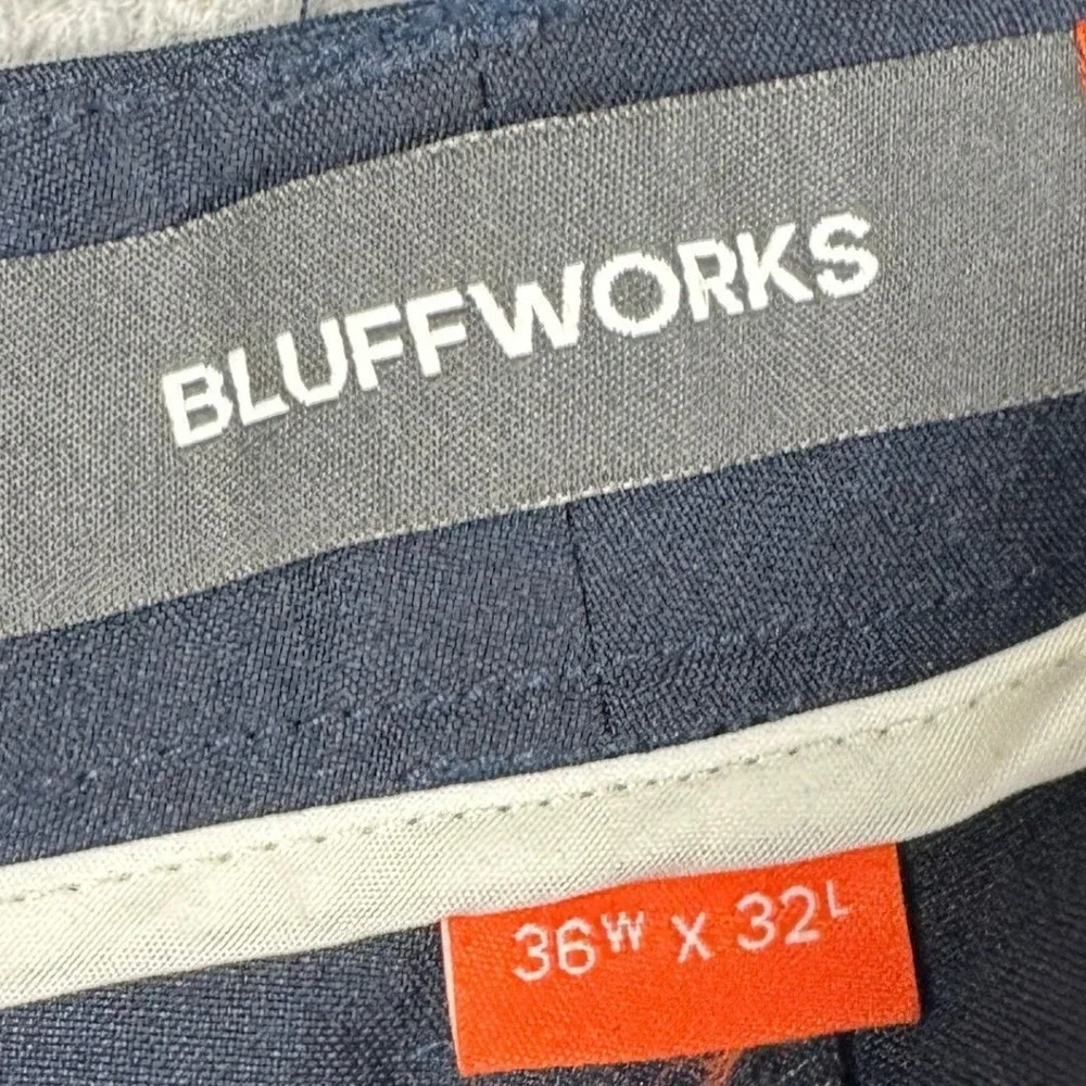 Bluffworks Original Travel Pants Mens 36X32 Blue Regular Fit Chino Flat Front